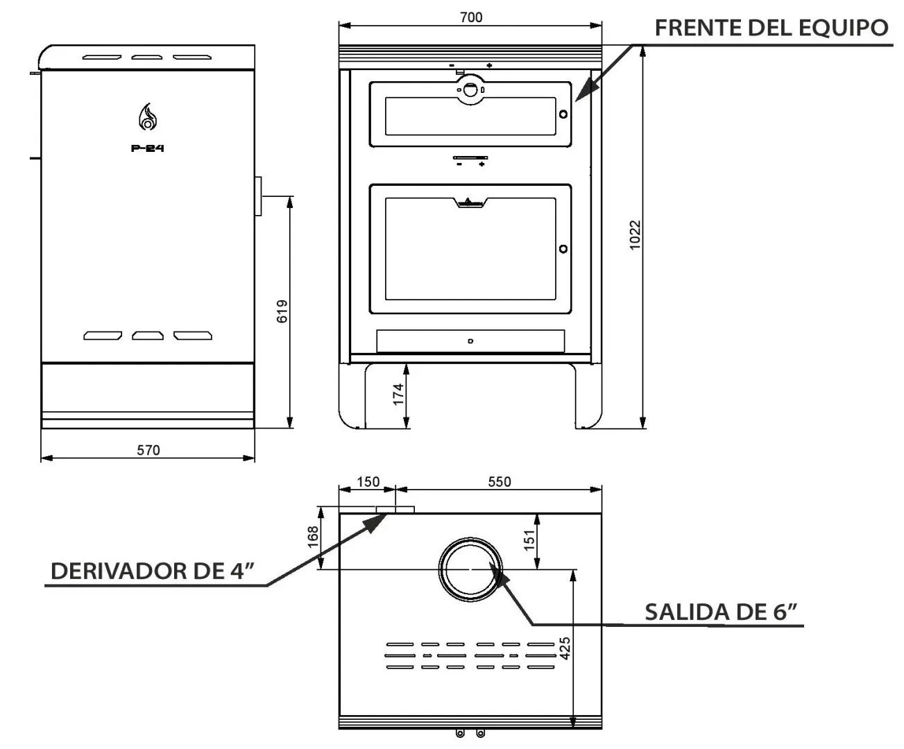 Calefactor a leña Tromen P24/Horno Integrado