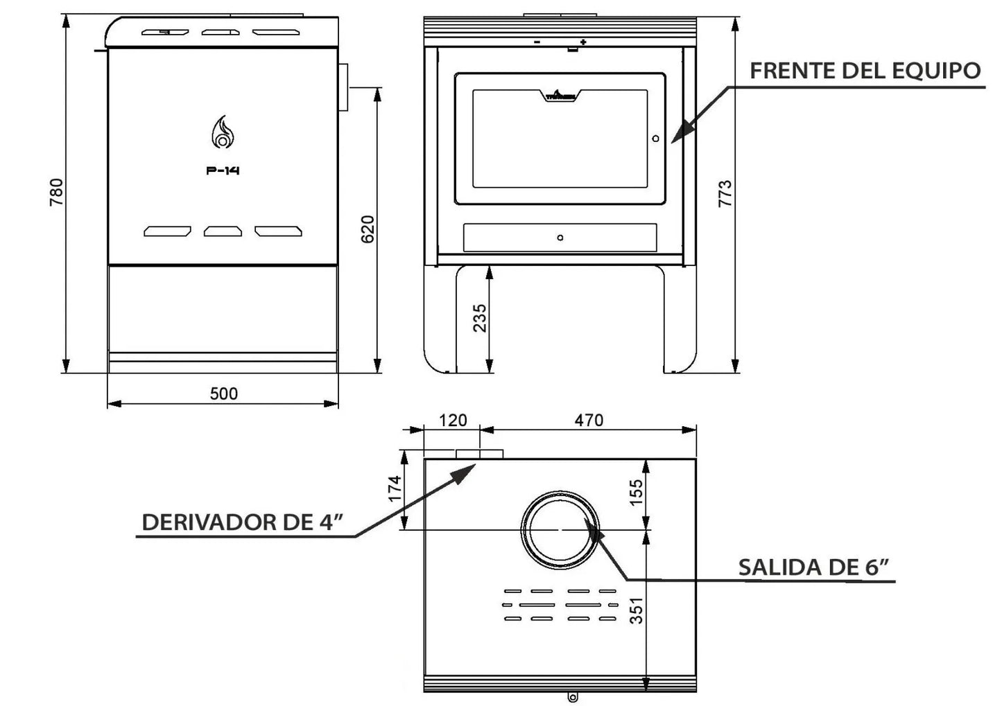 Calefactor a leña Tromen P14