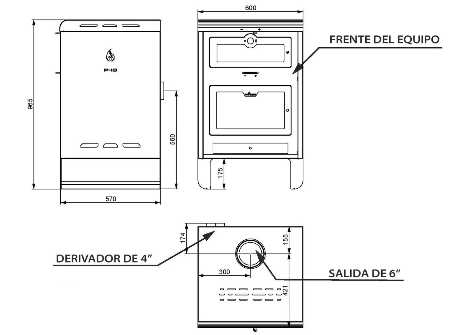 Calefactor a leña Tromen Pehuen P18/Horno Integrado